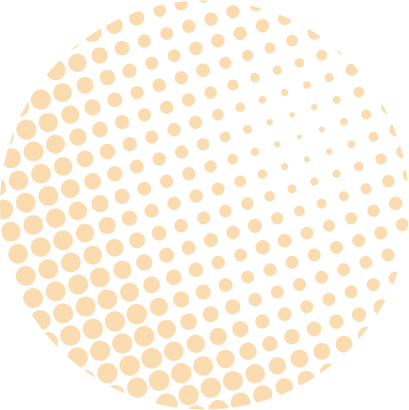 decoratief element, oranje cirkel opgemaakt uit oranje stippen